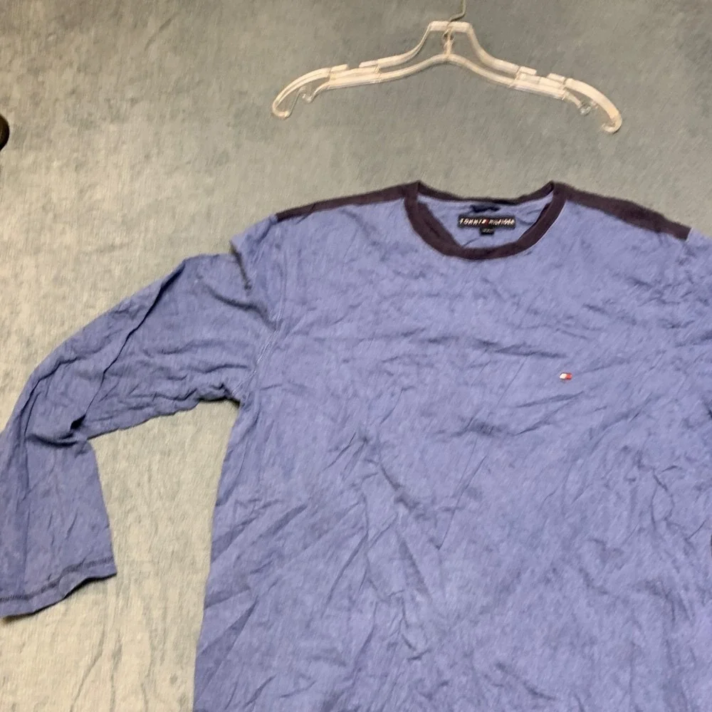 Tommy Hilfiger Shirt Mens Large Heather Blue Crew Neck Long Sleeve Regular Fit